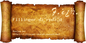 Fillinger Árpád névjegykártya