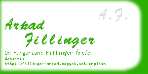 arpad fillinger business card